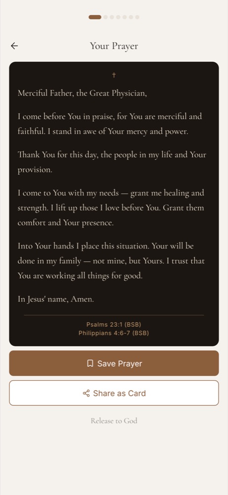 A finished prayer with its verses